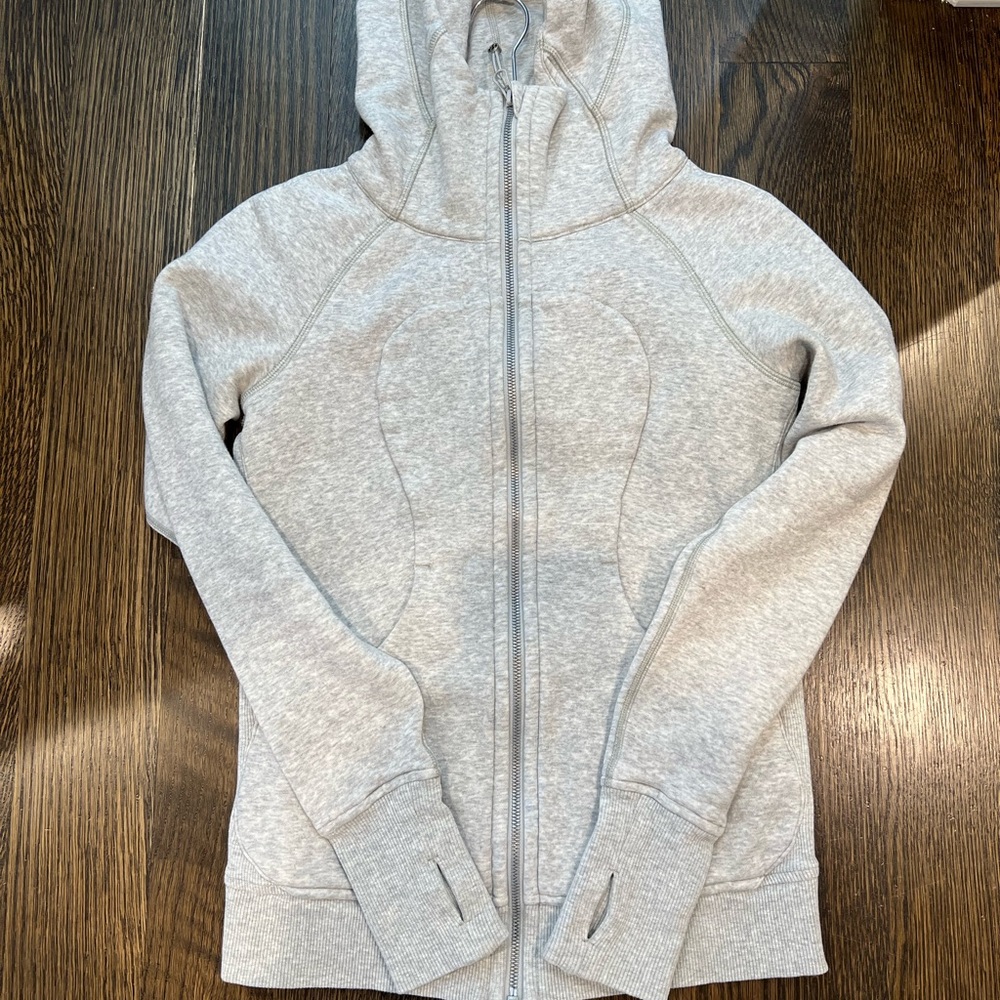 Lululemon Full-Zip Scuba Hoodie Sweatshirt - Light Grey, Size 4